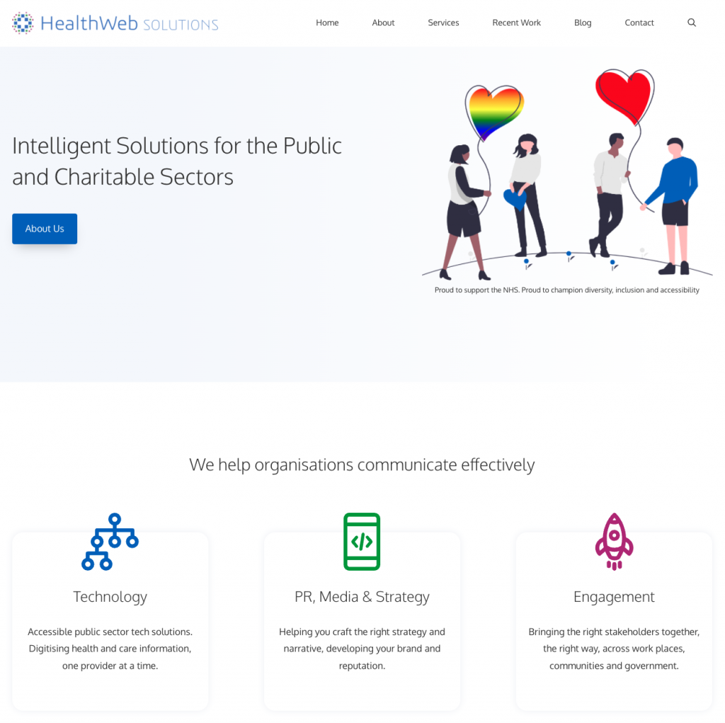 Screenshot of the HealthWeb Solutions website